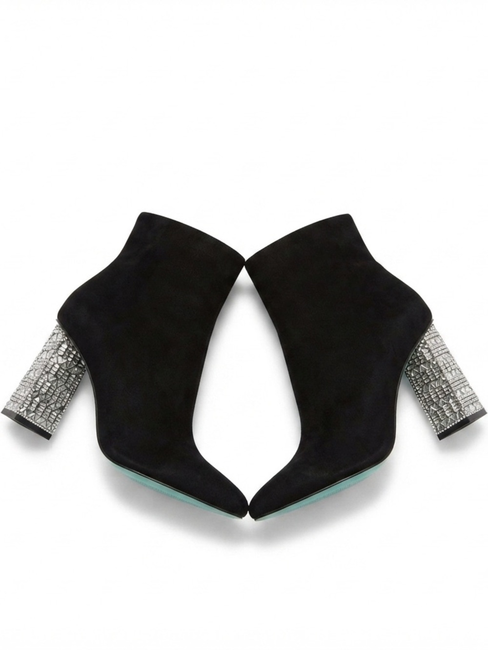 Betsey Johnson Malvin Black Rhinestone Crystal Block Heel Booties Size 6